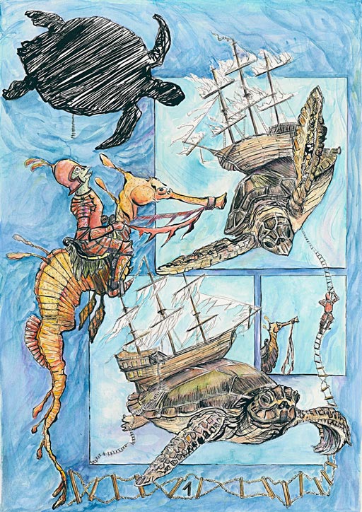 Comic zu Parzival in einer Unterwasserwelt
